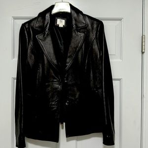Black Leather button front jacket